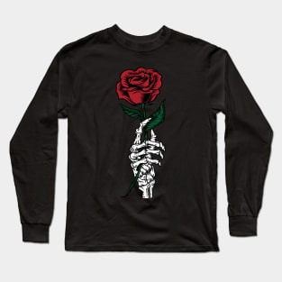 Beautiful Rose in Skeleton Hand - Bone Long Sleeve T-Shirt